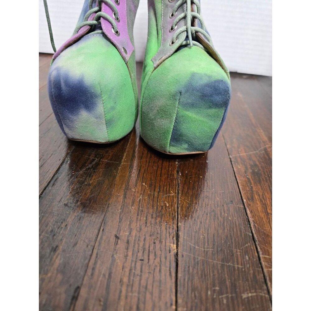 Jeffrey Campbell Lita Fab Tie Dye Neon Green Purple Platforms size 7 - Picture 3 of 12